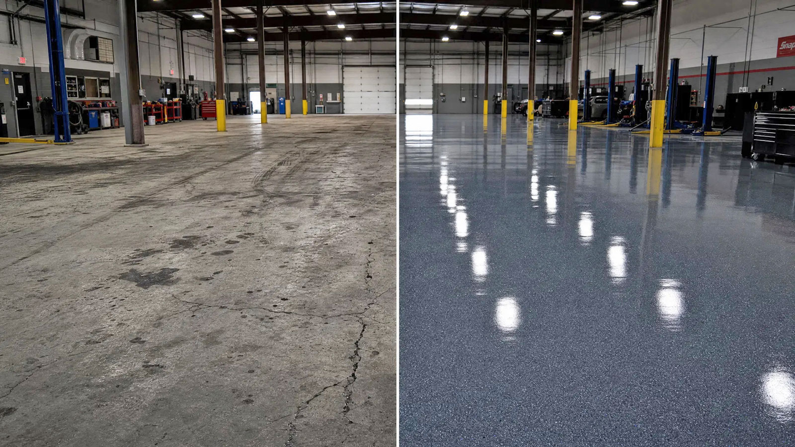 Commercial floor coating before and after — commercial floor coating setting